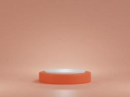 3d Orange podium with minimalist background, perfect for product display and promotion. -3d renderring photo