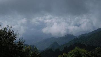 Luftaufnahme des Nebelmeeres auf tropischen Bergen am frühen Morgen. Schichten von Bergen in Thailand. Landschaft des Naturhintergrundes in Bewegung. video
