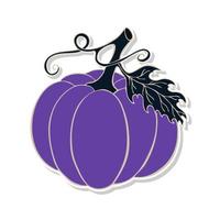 Pumpkin violet sticker. Isolated. Doodle hand drawn. vector