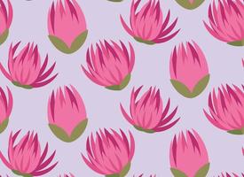 Seamless pattern with red clover buds. Texture with wildflowers in cartoon style. vector