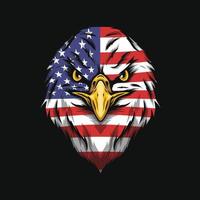 eagle head illustration and usa flag vector