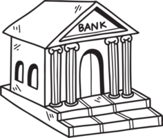 illustration de bâtiment de banque dessiné à la main png