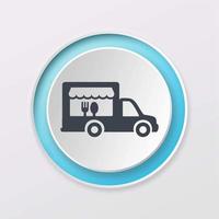 icono de logotipo de diseño digital de camión de comida de color blanco de botón de reproducción foto