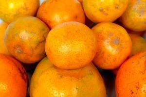 Fresh orange with leaves isolated on white cloth background photo