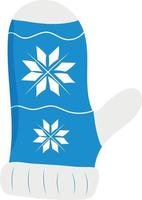 Winter blue mitten with a snowflake. single element. Element of clothing in frost. Vector. Flat style. vector