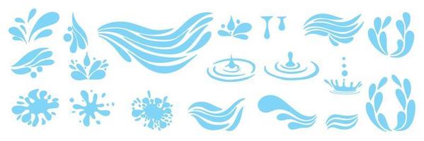 Set of wave water. Drops of water or oil. Hand draw vector illustration