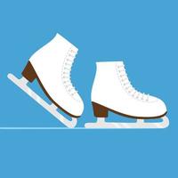 Ice skates. Winter figure skates vector illustration on blue background