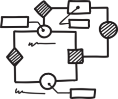 ilustração de gráfico de conexão quadrada desenhada à mão png