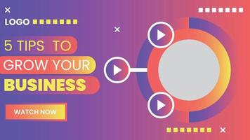 Editable Business Tips Click Bait Video Channel Thumbnail, Free Web Banner Vector Template