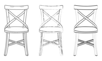 silla de silueta de contorno, taburete, taburete, mueble, estilo plano, fondo blanco aislado vectorial, vector