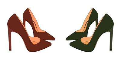 Fashionable women's shoes with heels. Women's shoe model. Stylish accessory. Flat style. vector