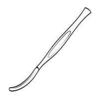 Sketch outline of the silhouette of a scalpel. Dental, medical instruments. Vector line drawing.