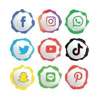 Social media icons set Logo Vector Illustrator