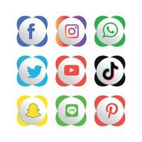 Social media icons set Logo Vector Illustrator