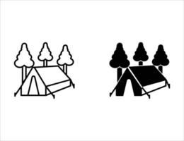 tent icon. outline icon and solid icon vector