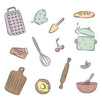 lindos utensilios de cocina, un conjunto de electrodomésticos de cocina. vector