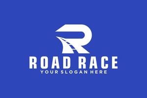 road combination letter R logo design, for automotive, racing and workshop vector