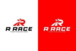 Inspiración en el diseño del logotipo r y road, para carreras y automoción. vector