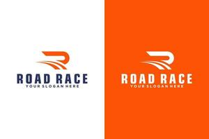 inspiración para el diseño del logotipo de la carretera y la letra r, diseño para automóviles y carreras vector