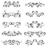 Calligraphic swirl border elements vector set