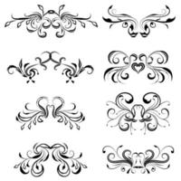 Calligraphic swirl border elements vector set