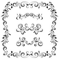 Calligraphic swirl border elements vector set