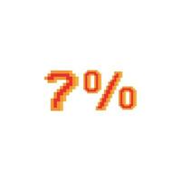 7 Percent with pixel art on white background. vector