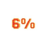 6 Percent with pixel art on white background. vector