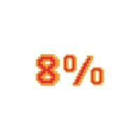 8 Percent with pixel art on white background. vector