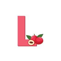 Letter L Alphabet Fruits Lychee, Clip Art Vector, Illustration Isolated on a white background vector