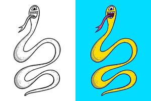 Snake Illustration hand drawn cartoon vintage style vector