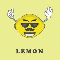 cute lemon fruit character vector logo icon