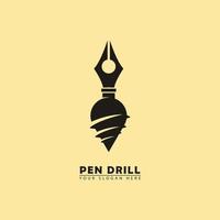 vector illustration of a combination drill pen logo icon