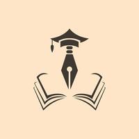 great pen and book graduation cap for education icon logo. vector