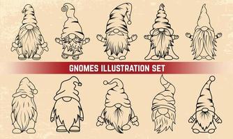 colección de ilustraciones vectoriales de gnomos navideños vector