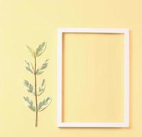 Nature concept - frame made from white photo frame  and fresh leaves