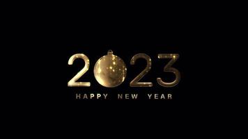 Happy New Year 2023 golden text with snowball video