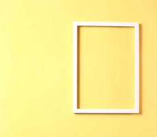 White photo frame on pastel yellow color