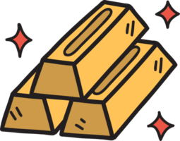 Hand Drawn gold bar illustration png