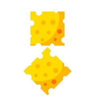 pedazo de queso. rebanar la comida. ingrediente amarillo con agujeros. Productos lácteos de roquefort. ilustración de dibujos animados plana vector