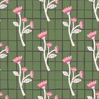Abstract flower seamless pattern in naive art style. Beautiful floral wallpaper. Cute plants endless backdrop.