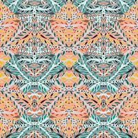 Hand drawn branch mosaic seamless pattern. Leaves tile. Botanical endless wallpaper. vector