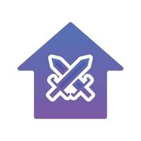 sword home logo gradient design template icon element vector