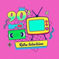 90s 80s memphis nostalgic colorful retro Television vector