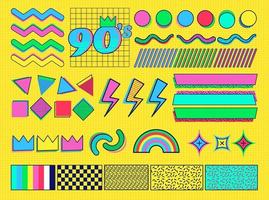 90s 80s memphis elementos de diseño retro coloridos nostálgicos vector