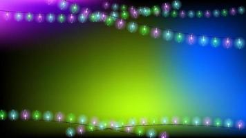 Blue and green Christmas background with lights. Background with a place for text. Vector illustration