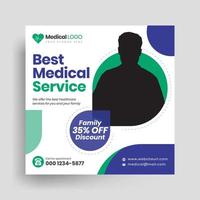 Medical Social Media Post, Health Web Banner Template vector