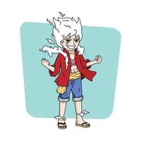 mono d. luffy gear cinco personaje de anime manga chibi ilustración vector