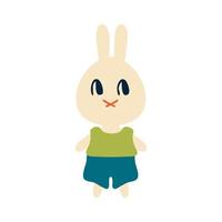 Hand drawn cute bunny in flat style. Perfect for T-shirt, logo and print. vector