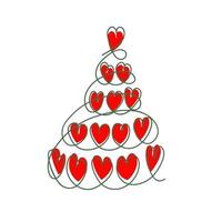 Spiral with hearts in the form of a Christmas tree vector